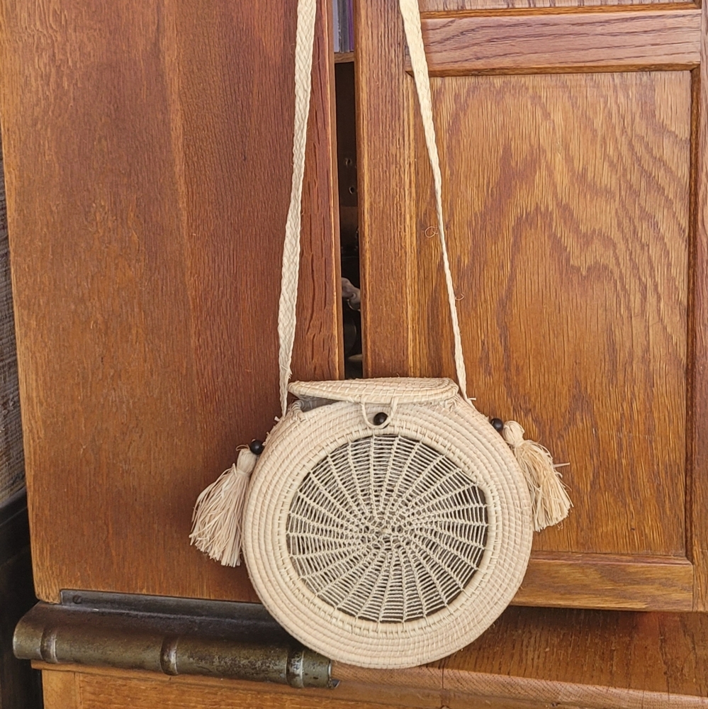 Straw Round Purse Circle Summer circle purse raffia - Picture 4 of 4